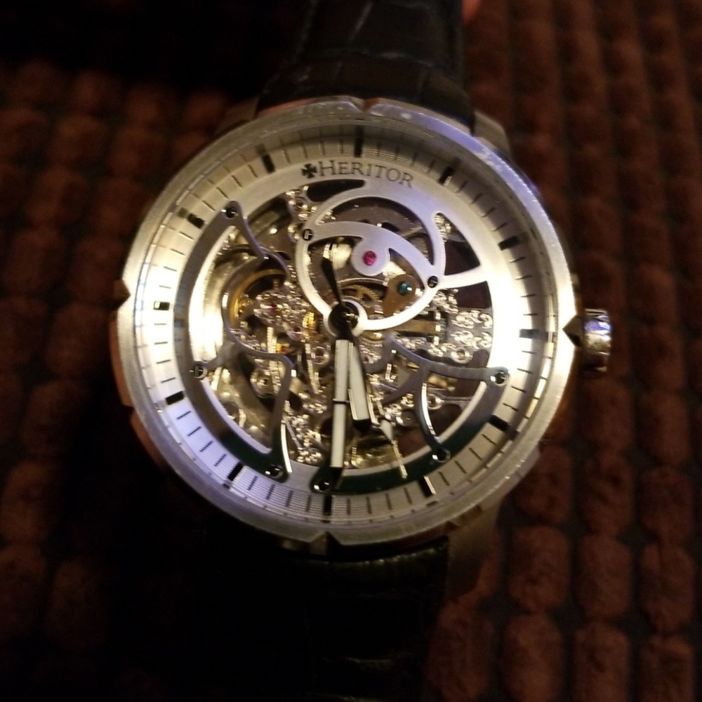 Heritor Kinetic Watch With See Through Back